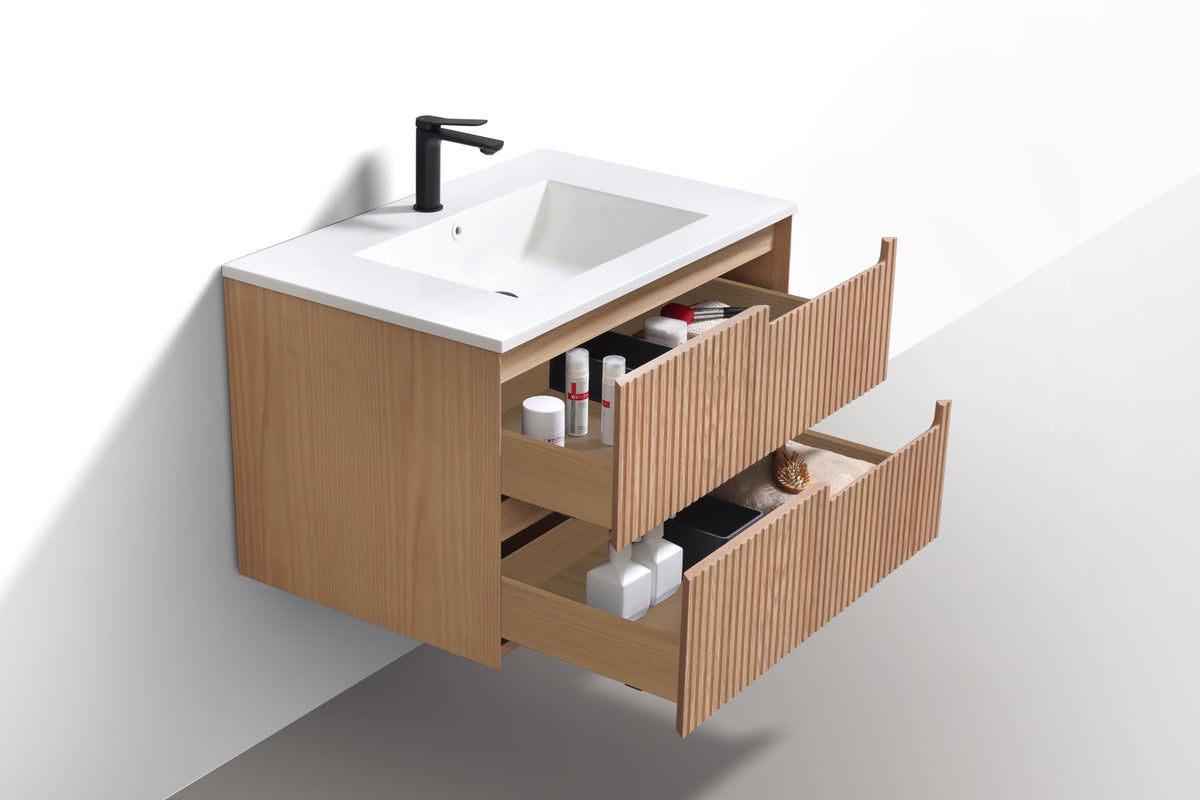 Kube Bath FIORE 32'' Wall Mount Cabinet - Oak Wood - Oakwood (KSW32-OAKWOOD) view 4