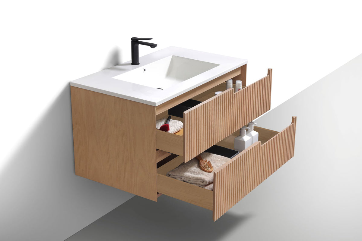 Kube Bath FIORE 36'' Wall Mount Cabinet - Oak Wood - Oakwood (KSW36-OAKWOOD) view 3