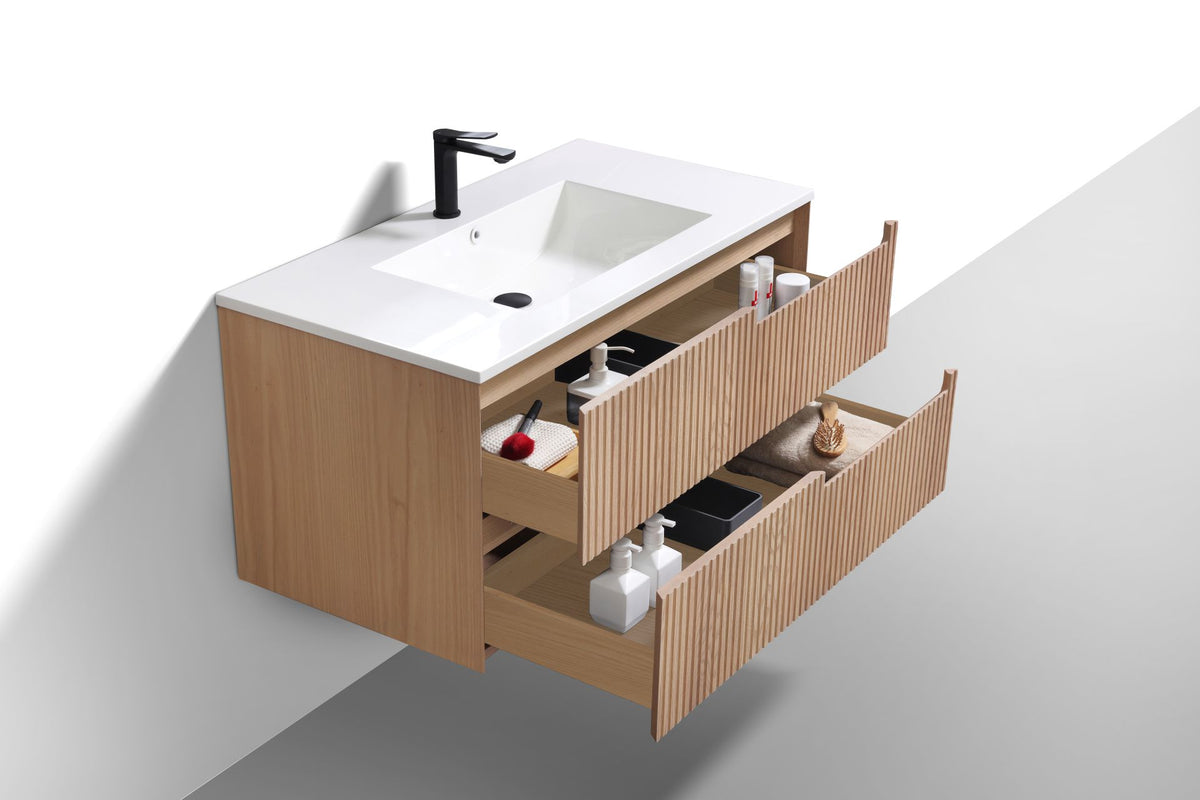 Kube Bath FIORE 40'' Wall Mount Cabinet - Oak Wood - Oakwood (KSW40-OAKWOOD) view 4