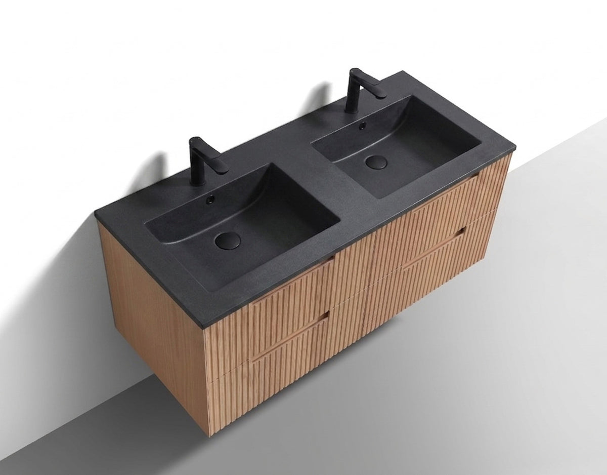 Kube Bath FIORE 48'' Double Sink Wall Mount Cabinet - Oak Wood - Oakwood (KSW48D-OAKWOOD) view 4