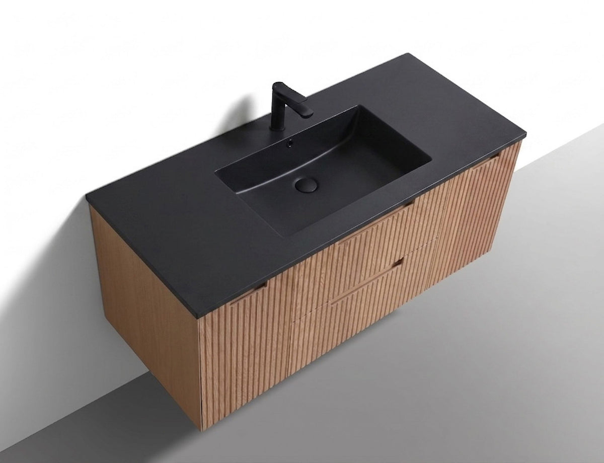Kube Bath FIORE 48'' Single Sink Wall Mount Cabinet - Oak Wood - Oakwood (KSW48S-OAKWOOD) view 3