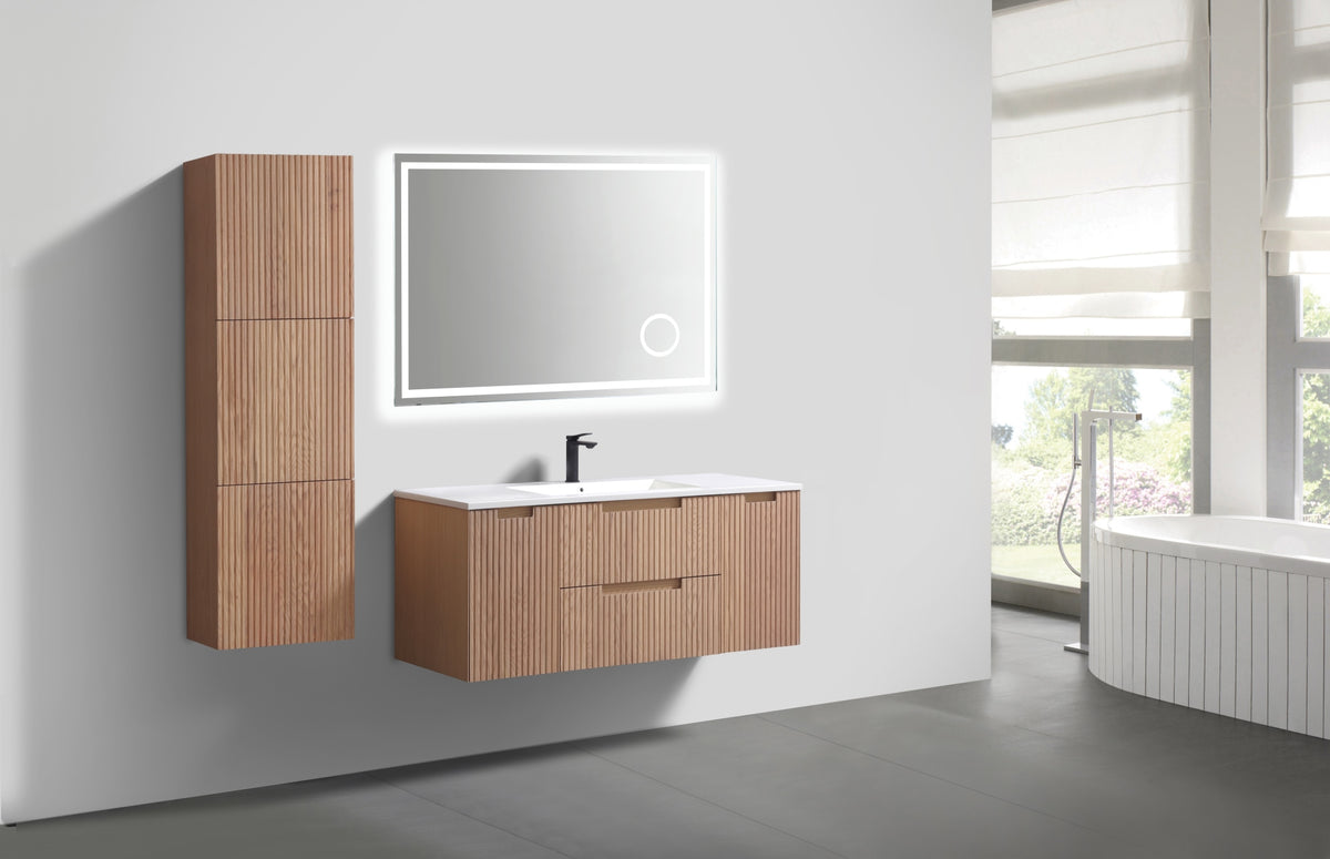 Kube Bath Bliss 18" Wide by 59" High Linen Side Cabinet With Three Doors - Oakwood (SLBS59-OAKWOOD) view 5