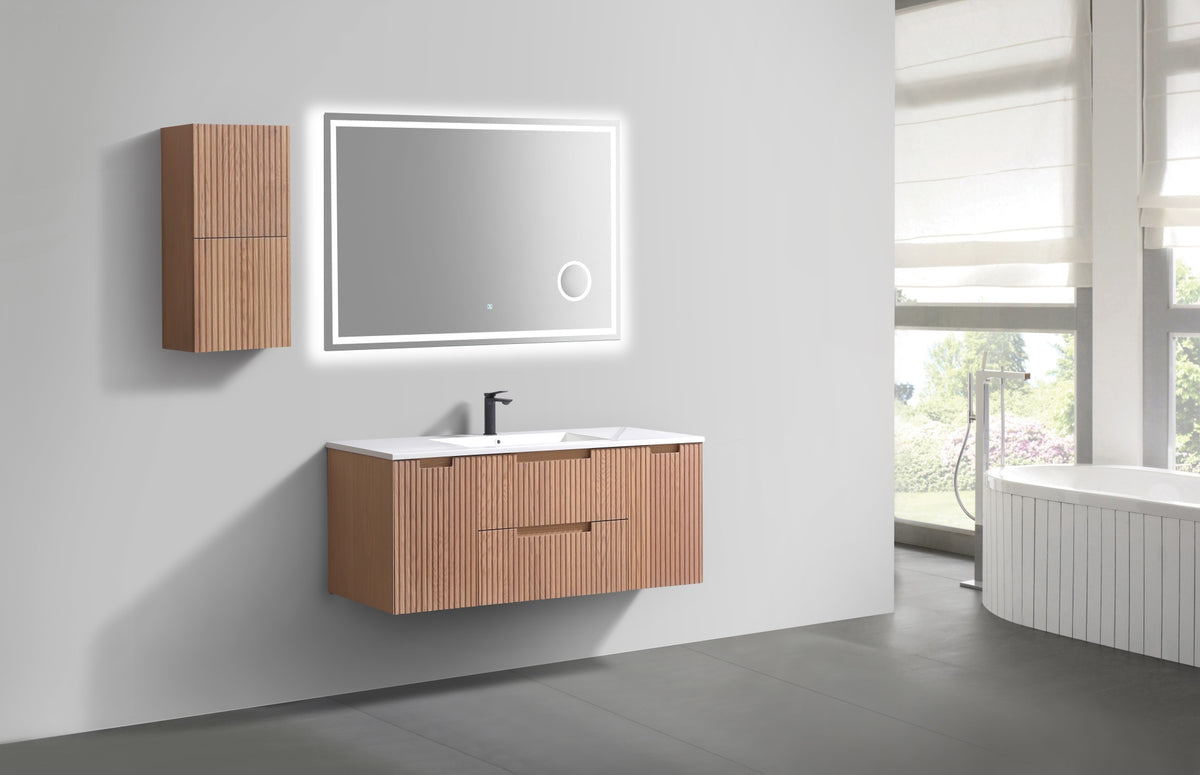 Kube Bath FIORE 48'' Single Sink Wall Mount Cabinet - Oak Wood - Oakwood (KSW48S-OAKWOOD) view 10