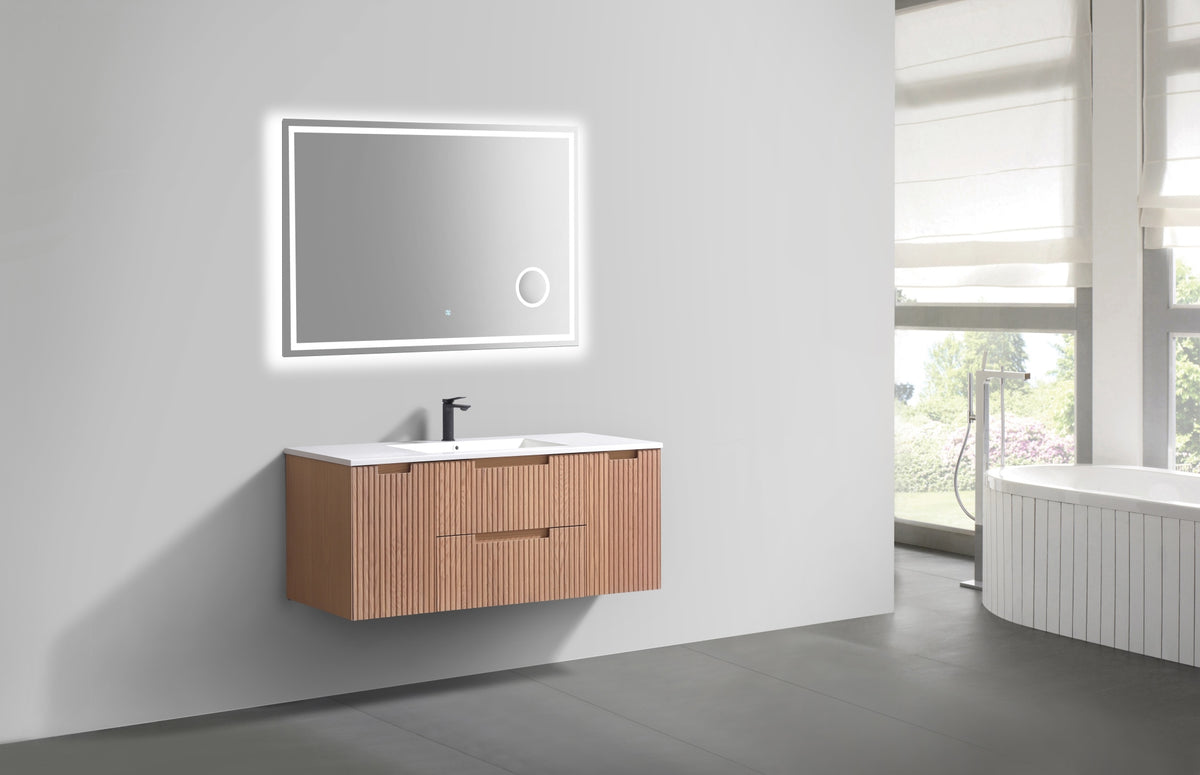 Kube Bath FIORE 48'' Single Sink Wall Mount Cabinet - Oak Wood - Oakwood (KSW48S-OAKWOOD) view 6