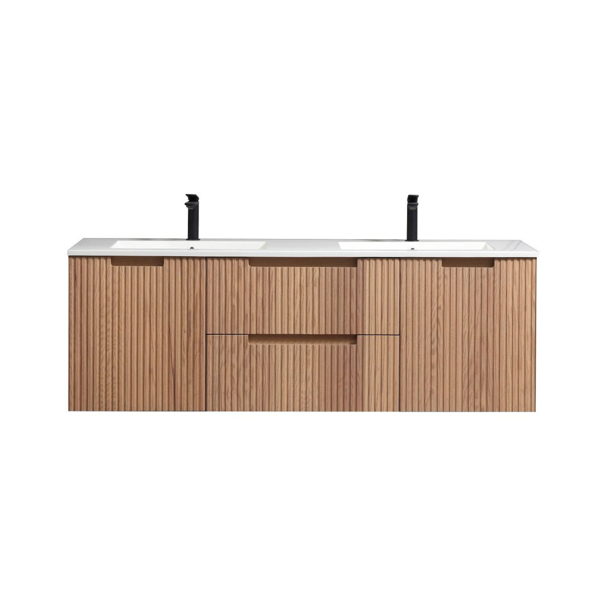 Kube Bath FIORE 60'' Double Sink Wall Mount Cabinet - Oak Wood - Oakwood (KSW60D-OAKWOOD)