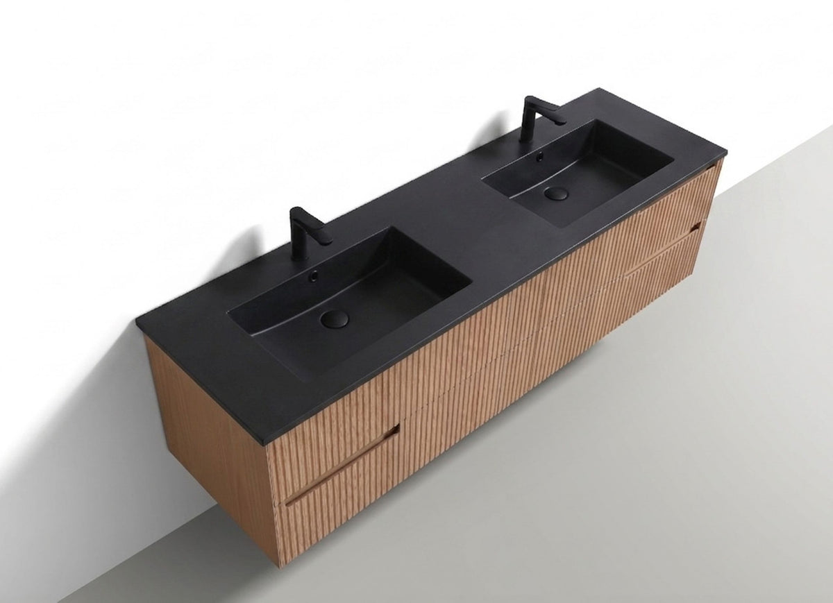 Kube Bath FIORE 72'' Double Sink Wall Mount Cabinet - Oak Wood - Oakwood (KSW72-OAKWOOD) view 5