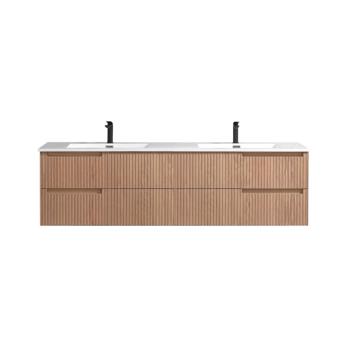 Kube Bath FIORE 72'' Double Sink Wall Mount Cabinet - Oak Wood - Oakwood (KSW72-OAKWOOD)