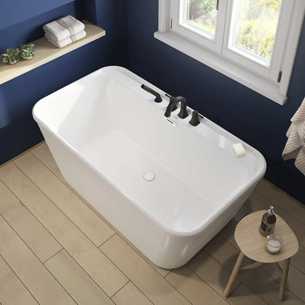 Kai 58 x 32 AcrylX Freestanding Center Drain Bathtub in White with White Skirt - Plumbing Market