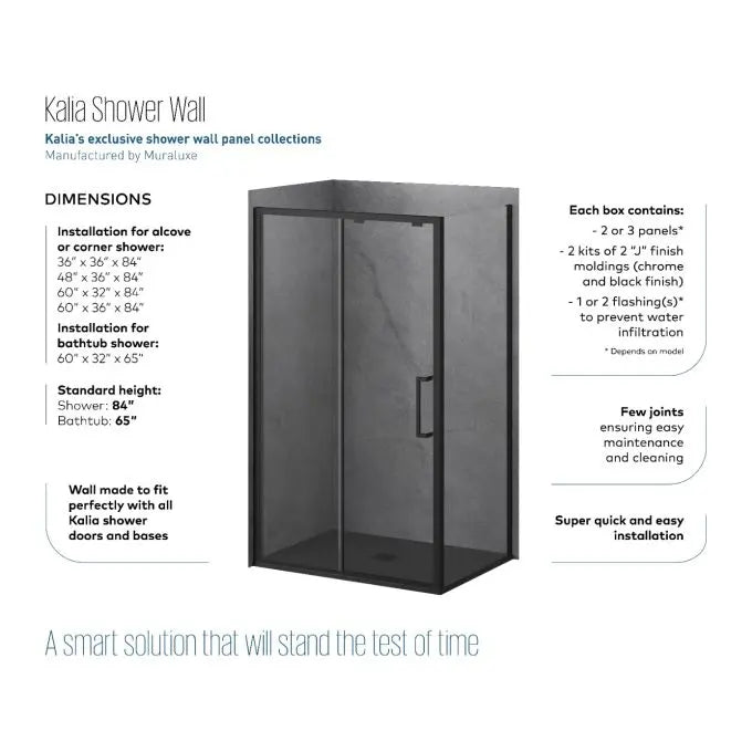 Kalia 48x36 Concrete #210 48x36 2-Panel Shower Wall Kit for Corner Installation - Concrete #210 Matte WA2007-210-002 - Plumbing Market