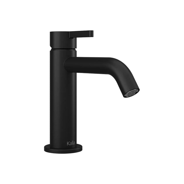 Kalia BASICO Single Hole Lavatory Faucet with Top-Mounted Lever Handle, Push Drain and Overflow Matte Black - Plumbing Market