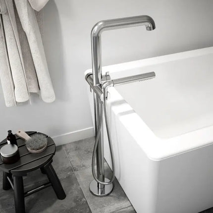 Kalia Basico Free Standing Bathtub Tub Filler With Hand Shower Trim - Plumbing Market
