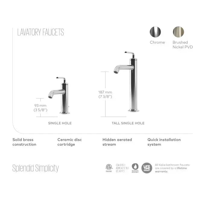 Kalia Cite Single Hole Bathroom Sink Faucet With Pop up Drain Chrome - Plumbing Market