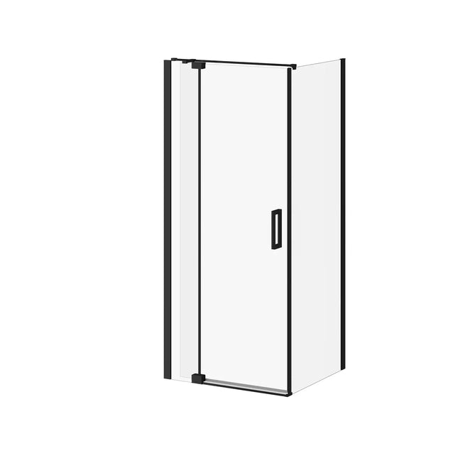 Kalia DISTINK (Box 1 of 2) 36''x77'' 2-Panel Pivot Shower Door for Corner Inst. (Reversible) Matte Black Clear Duraclean Glass DR1743-160-003 - Plumbing Market