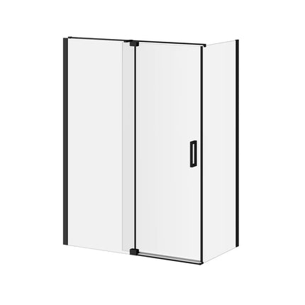Kalia DISTINK (Box 1 of 2) 60''x77'' 2-Panel Pivot Shower Door for Corner Inst. (Reversible) Matte Black Clear Duraclean Glass DR1747-160-003 - Plumbing Market