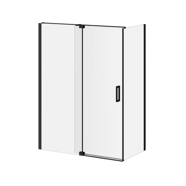 Kalia DISTINK (Box 1 of 2) 60''x77'' 2-Panel Pivot Shower Door for Corner Inst. (Reversible) Matte Black Clear Duraclean Glass DR1747-160-003 - Plumbing Market