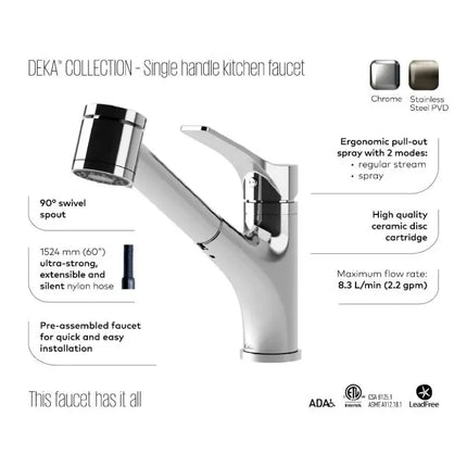 Kalia Deka Surfer Single Handle Pull Down Dual Spray Kitchen Faucet - Plumbing Market