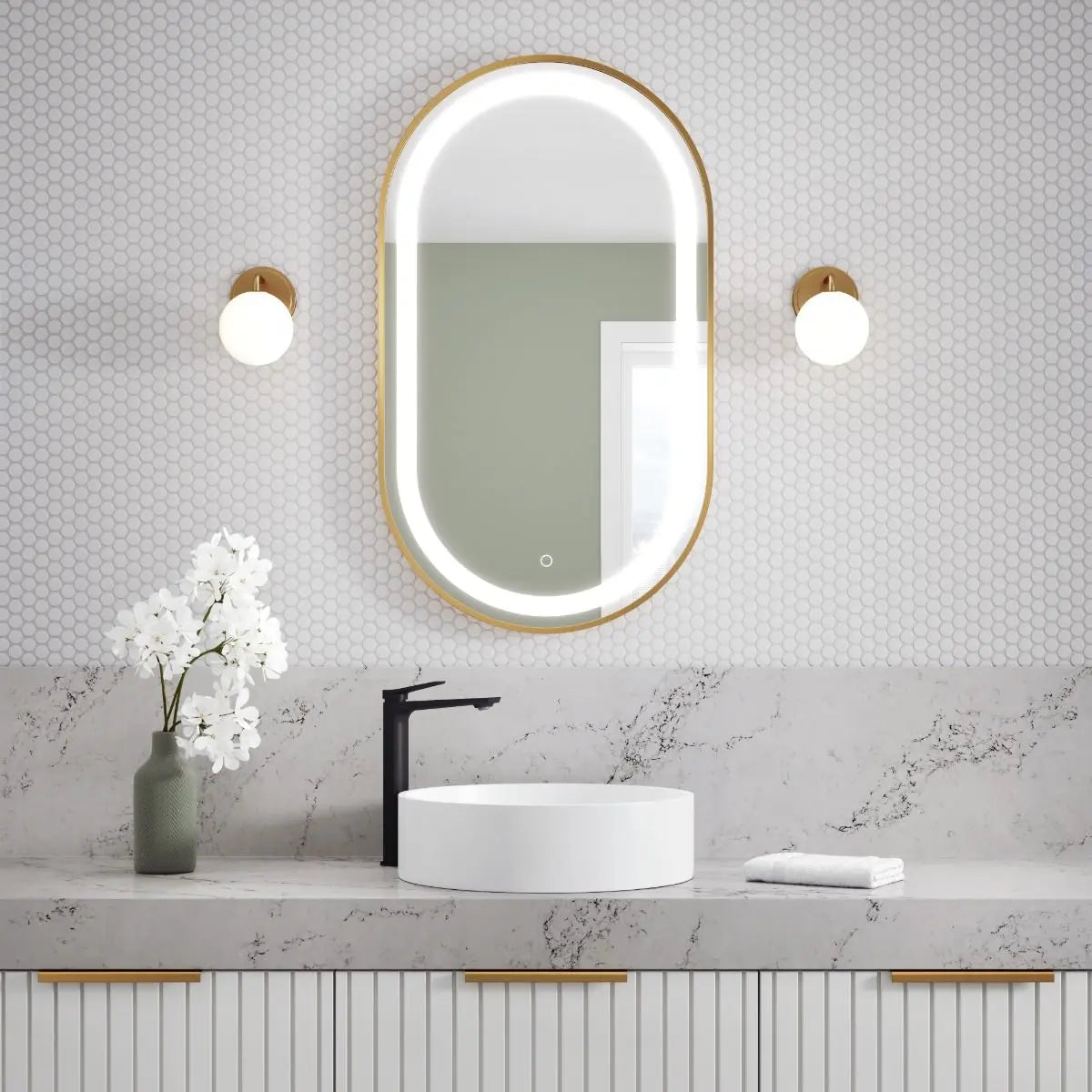 Kalia Effect 22" Led Illuminated Bathroom Mirror Brushed Gold - Plumbing Market