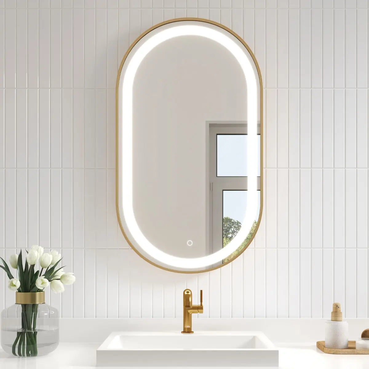 Kalia Effect 22" Led Illuminated Bathroom Mirror Brushed Gold - Plumbing Market