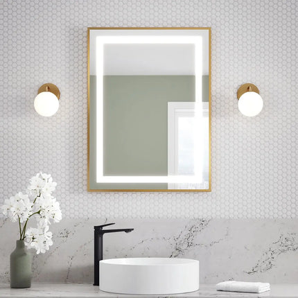 Kalia Effect 24 x 32 Inch LED Illuminated Bathroom Mirror Brushed Gold - Plumbing Market