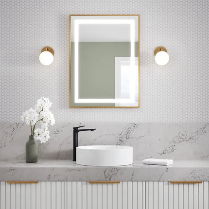 Kalia Effect 24 x 32 Inch LED Illuminated Bathroom Mirror Brushed Gold - Plumbing Market