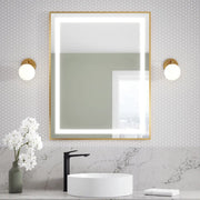 Kalia Effect 30 x 38 Inch LED Illuminated Bathroom Mirror Brushed Gold - Plumbing Market