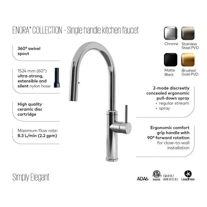Kalia Enora Diver Single Handle Kitchen Faucet Pull Down Dual Spray - Plumbing Market