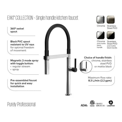 Kalia Exki Diver Single Handle Kitchen Faucet Pull Down Dual Spray - Plumbing Market