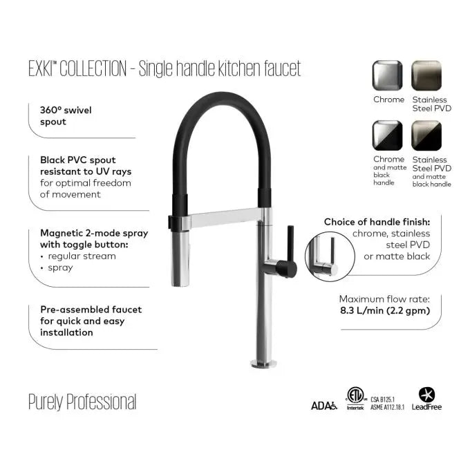 Kalia Exki Diver Single Handle Kitchen Faucet Pull Down Dual Spray - Plumbing Market