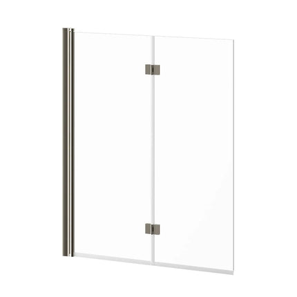 Kalia FLIP 90°2-panel Frameless Pivot Bath shield 46''' x 56'' Brushed Nickel Clear Glass DR1450-120-000 - Plumbing Market
