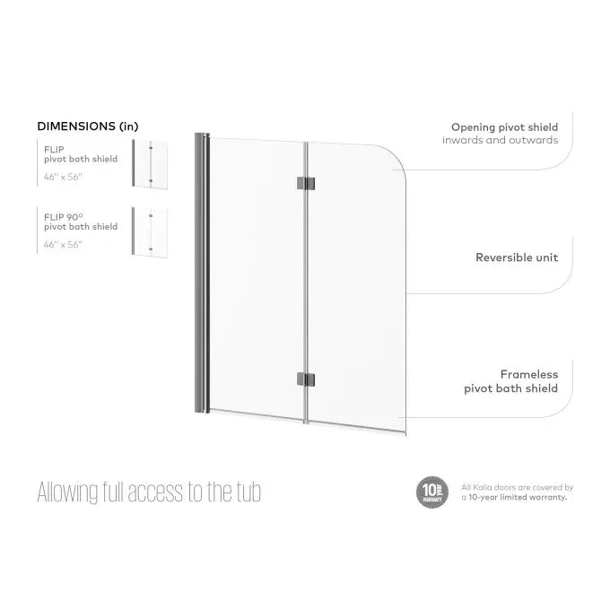 Kalia Flip 46 X 56 Bathtub Pivot Door - Plumbing Market