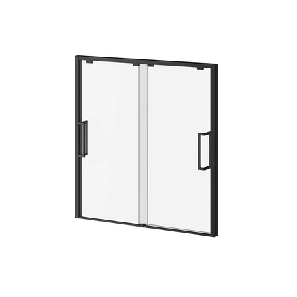 Kalia IKONIK Bypass  2-Panel Bypass Sliding Bathtub Door 60''x60'' Reversible Matte Black Clear Duraclean Glass DR1954-160-003 - Plumbing Market