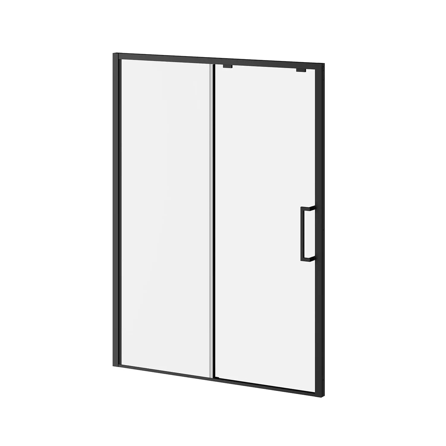 Kalia IKONIK (Box 1 of 2)60''x79'' Sliding Shower Door Duraclean Glass - Fixed Panel for Alcove Installation (Reversible) Matte Black DR1841-160-003 - Plumbing Market