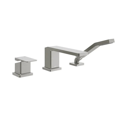 Kalia KAREO 3-Piece Deckmount Tub Filler with Handshower - Cartridge Included With Rough-in - Pure Nickel - Plumbing Market