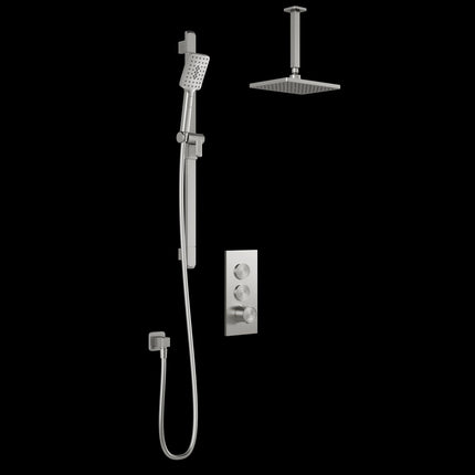 Kalia KAREO TB2 : AQUATONIK T/P Push-Button Shower System with Vertical Ceiling Arm Pure Nickel - Plumbing Market