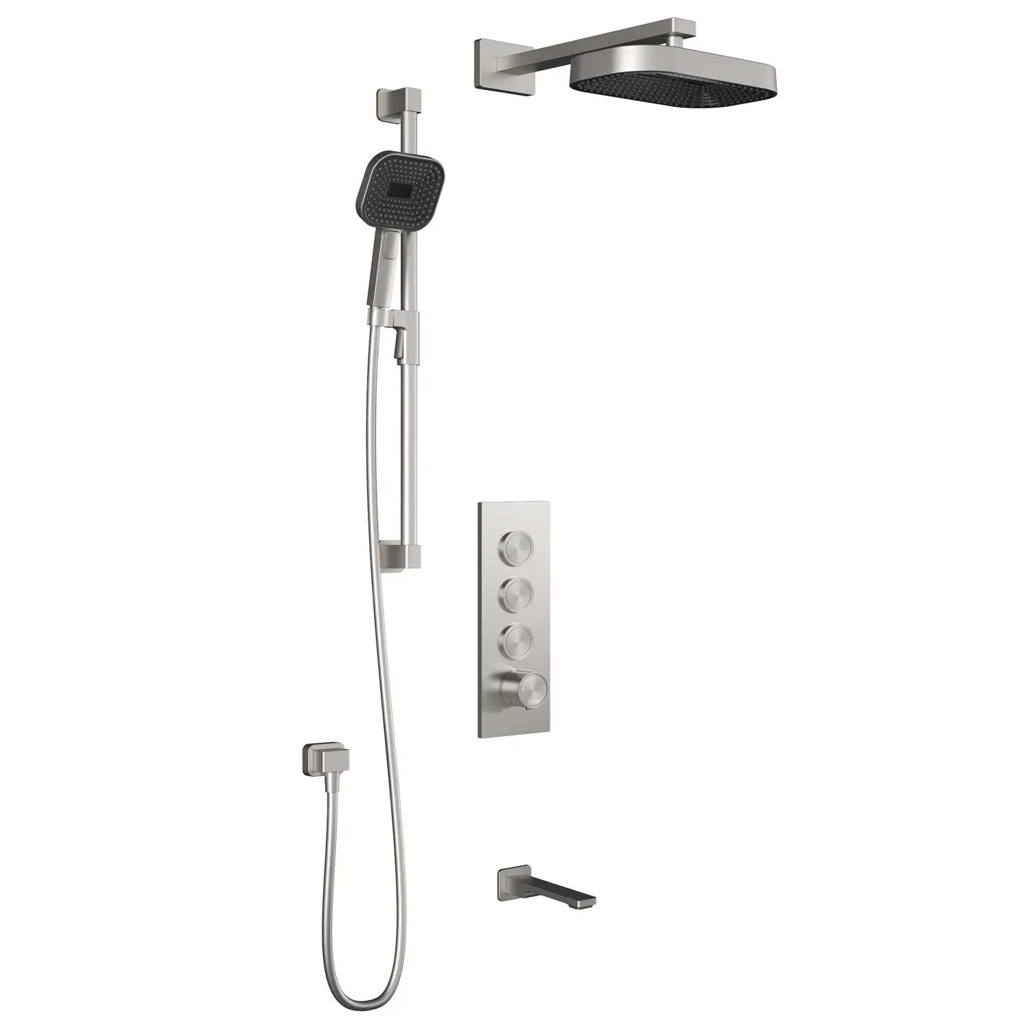 Kalia KAREO TB3 PREMIA : AQUATONIK T/P Push-Button Shower System with Wallarm Pure Nickel - Plumbing Market