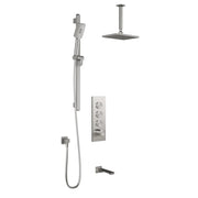 Kalia KAREO TB3 (Valve Not Included) : AQUATONIK T/P Push-Button Shower System with Vertical Ceiling Arm Pure Nickel - Plumbing Market