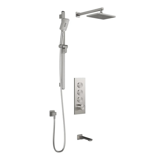 Kalia KAREO TB3 (Valve Not Included) : AQUATONIK T/P Push-Button Shower System with Wallarm Pure Nickel - Plumbing Market
