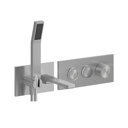 Kalia KAREO Thermostatic Wallmount Tub Filler with 2-Way AQUATONIK Type T/P 1/2'' Push-Button Valve Pure Nickel - Plumbing Market