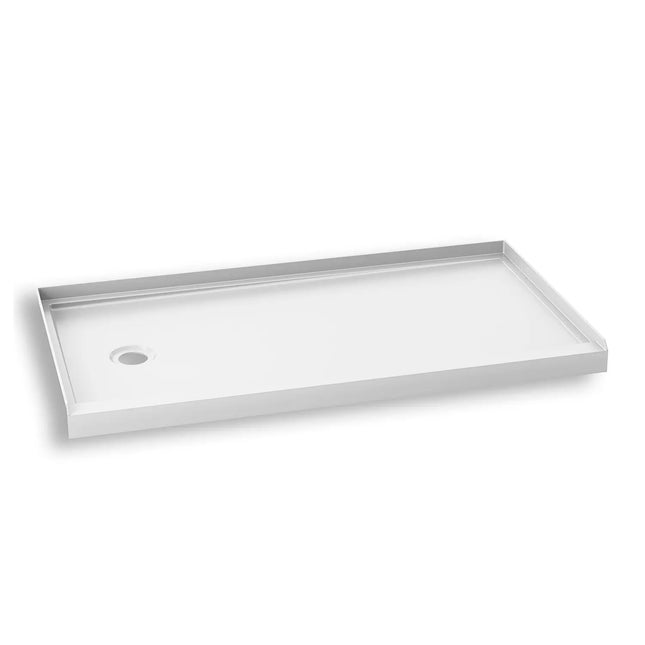 Kalia KONCEPT 60x30  Rectangular Acrylic Shower Base 60x30 with Left Drain and Integrated Tiling Flanges on 3 Sides BW1457-240 - Plumbing Market