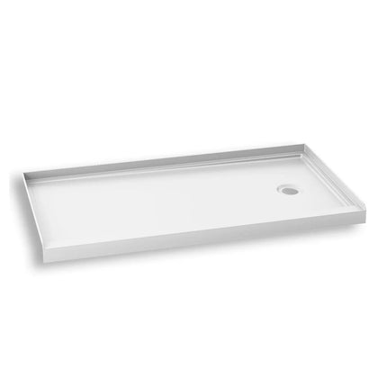 Kalia KONCEPT 60x30  Rectangular Acrylic Shower Base 60x30 with Right Drain and Integrated Tiling Flanges on 3 Sides BW1458-240 - Plumbing Market