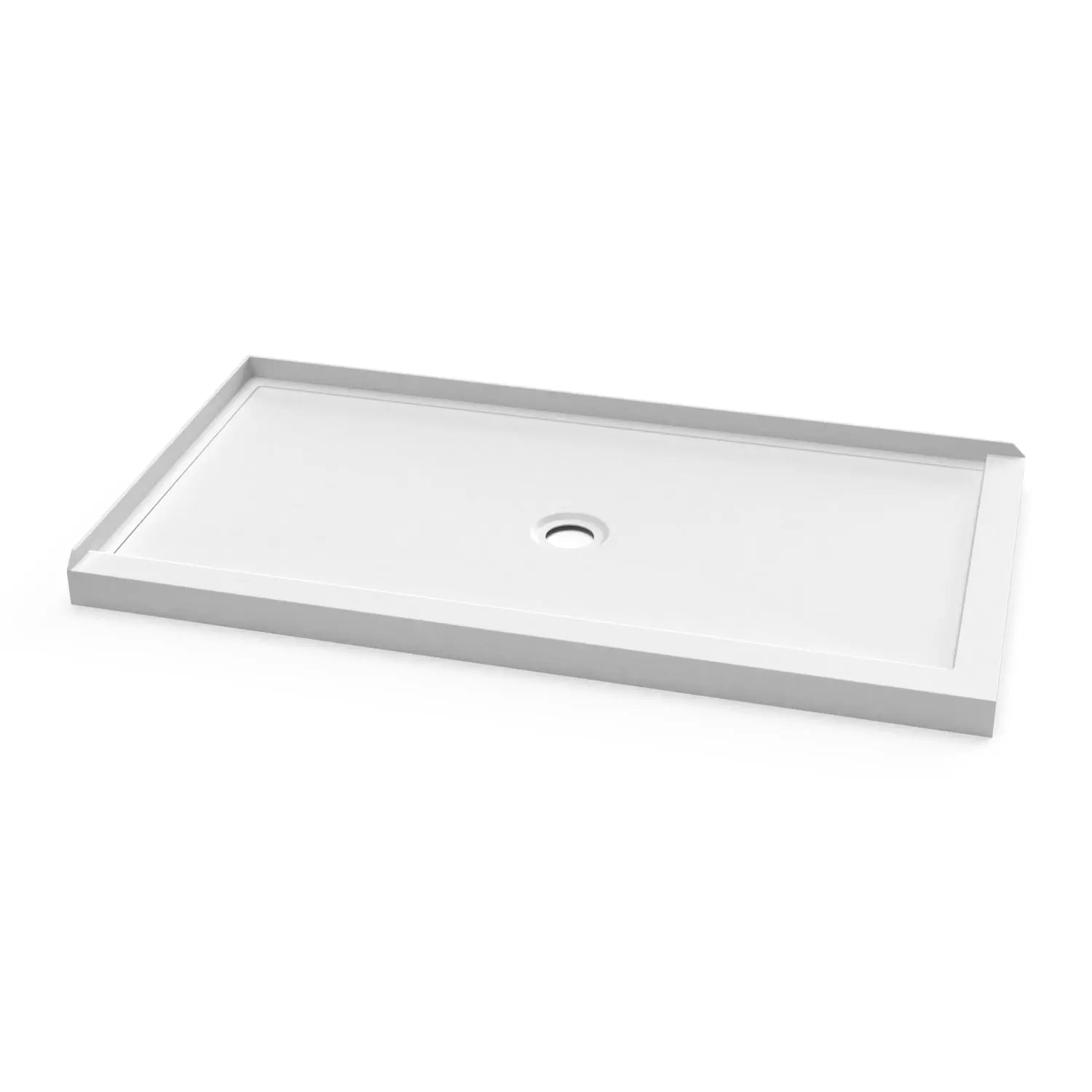 Kalia KONCEPT 60x32  Rectangular Acrylic Shower Base 60x32 with Central Drain and Left Integrated Tiling Flange on 2 Sides BW1808-240 - Plumbing Market