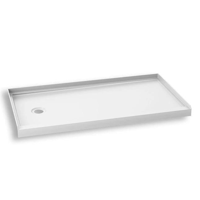 Kalia KONCEPT 60x32  Rectangular Acrylic Shower Base 60x32 with Left Drain and Integrated Tiling Flanges on 3 Sides BW1415-240 - Plumbing Market