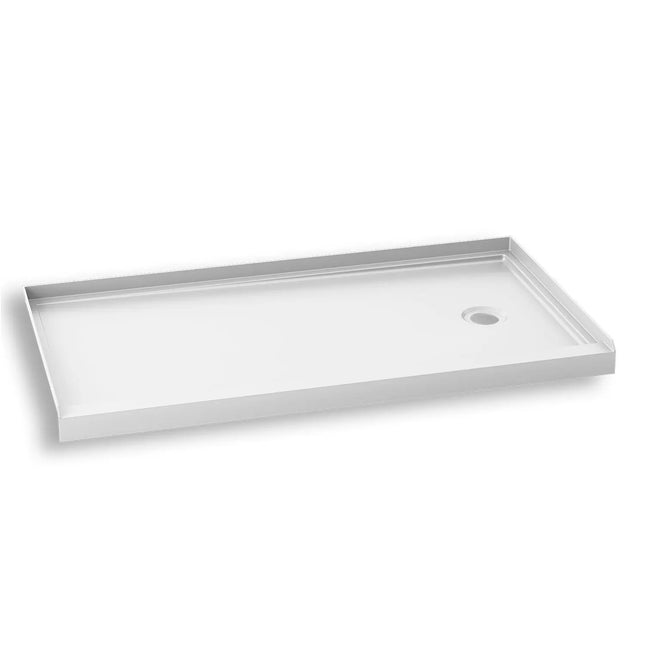 Kalia KONCEPT 60x32  Rectangular Acrylic Shower Base 60x32 with Right Drain and Integrated Tiling Flanges on 3 Sides BW1414-240 - Plumbing Market