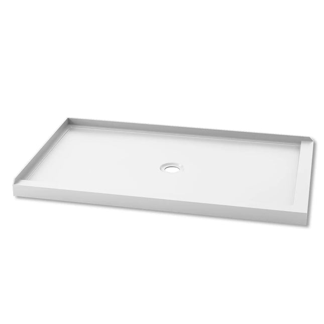 Kalia KONCEPT 60x36  Rectangular Acrylic Shower Base 60x36 with Central Drain and Left Integrated Tiling Flange on 2 sides BW1284-240 - Plumbing Market