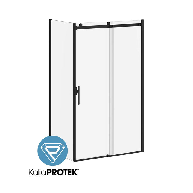 Kalia KONCEPT EVO with KaliaProtek  32''x77'' Duraclean Glass with Film Return Panel for Corner Installation (Reversible) Matte Black DR2052-160-005 - Plumbing Market