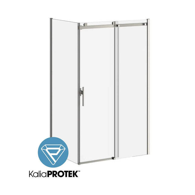 Kalia KONCEPT EVO with KaliaProtek 36''x77'' Duraclean Glass with Film Return Panel for Corner Installation (Reversible) Brushed Nickel DR2050-120-005 - Plumbing Market