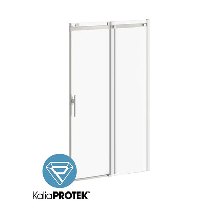 Kalia KONCEPT EVO with KaliaProtek 48''x77'' Sliding Shower Door Duraclean Glass with Film - Fixed Panel and Mobile Panel for Alcove Installation (Left Opening) Brushed Nickel DR2048-120-005 - Plumbing Market