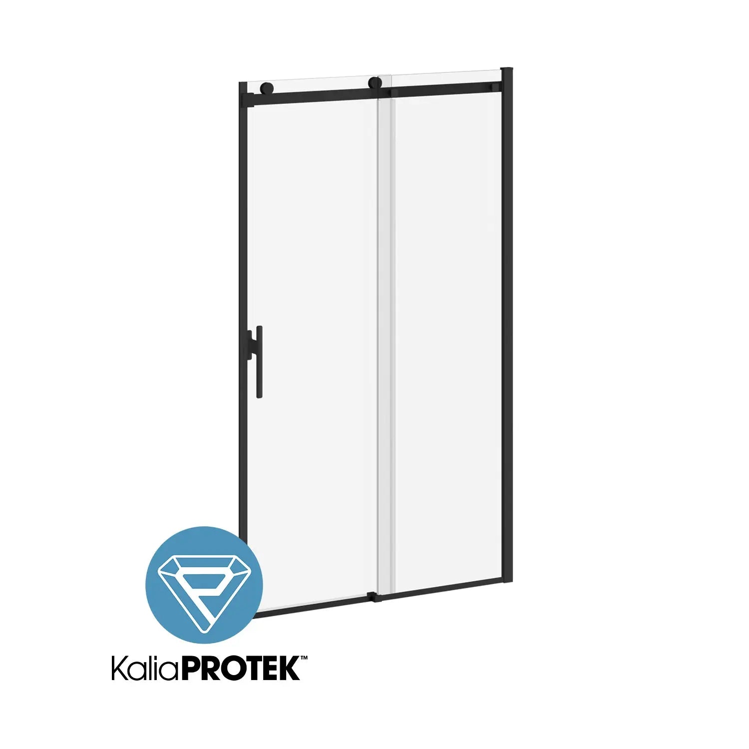 Kalia KONCEPT EVO with KaliaProtek  48''x77'' Sliding Shower Door Duraclean Glass with Film - Fixed Panel and Mobile Panel for Alcove Installation (Left Opening) Matte Black DR2048-160-005 - Plumbing Market
