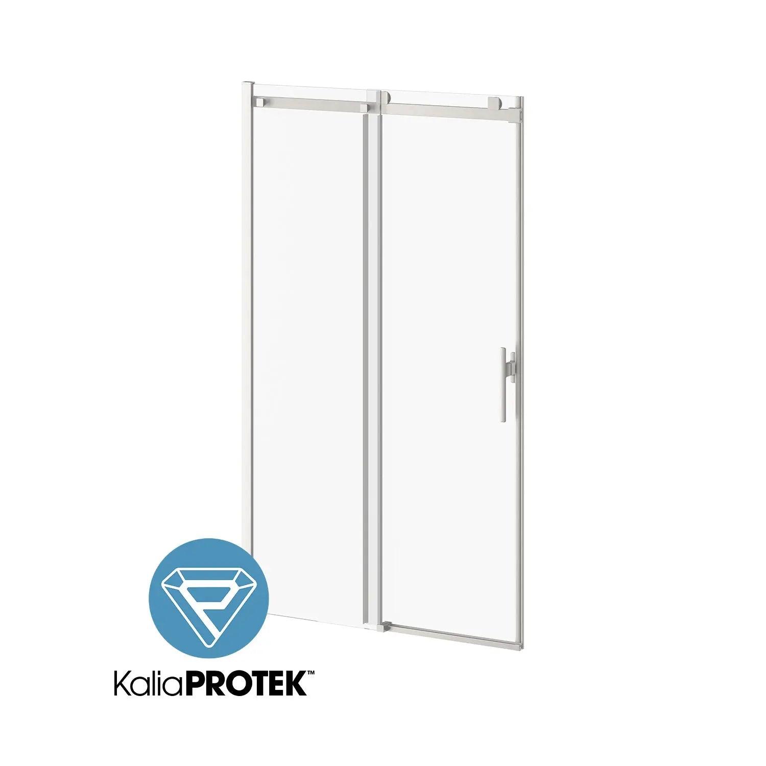 Kalia KONCEPT EVO with KaliaProtek 48''x77'' Sliding Shower Door Duraclean Glass with Film - Fixed Panel and Mobile Panel for Alcove Installation (Right Opening) Brushed Nickel DR2049-120-005 - Plumbing Market