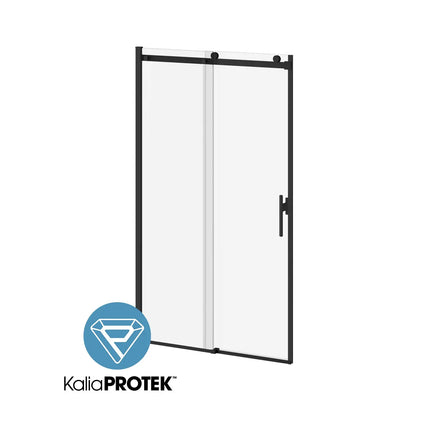 Kalia KONCEPT EVO with KaliaProtek48''x77'' Sliding Shower Door Duraclean Glass with Film - Fixed Panel and Mobile Panel for Alcove Installation (Right Opening) Matte Black DR2049-160-005 - Plumbing Market
